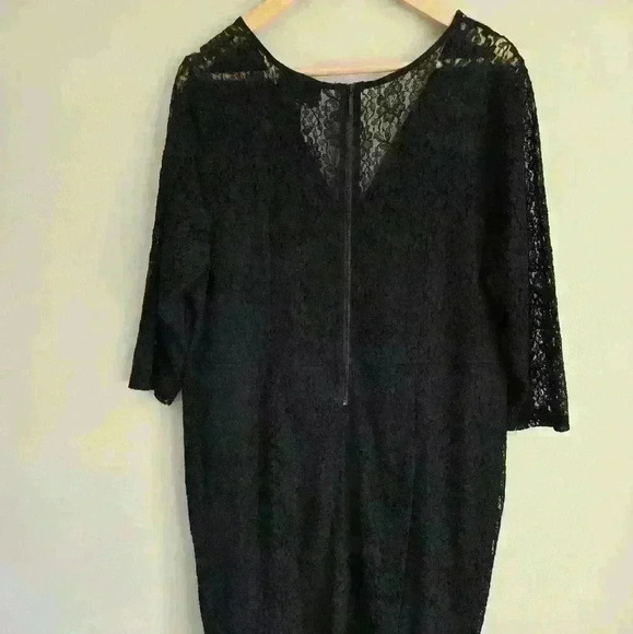 Lane Bryant Black Lace Cocktail Dress 3/4 Sleeve Plus Size 22 - Picture 2 of 11